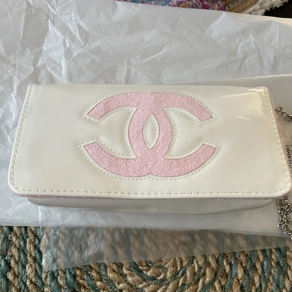 Chanel Precision White Patent Leather with Teddy Bear Barbie Pink Logo - Picture 9 of 16